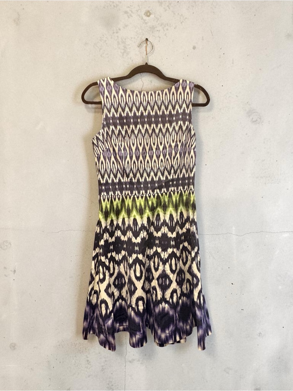 Maggy London Ikat Mini Dress in Black, White & Green